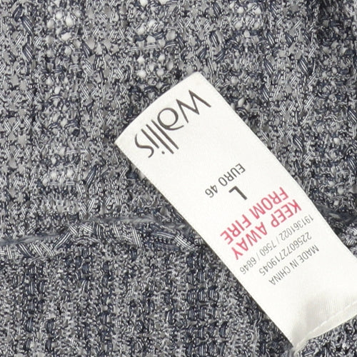 Wallis Women's Grey Open-Knit Open Front Cardigan Size L
