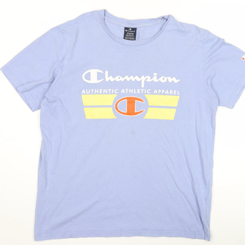 Champion Men's Blue M Graphic Print Logo T-Shirt