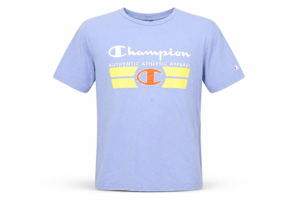 Champion Men's Blue M Graphic Print Logo T-Shirt