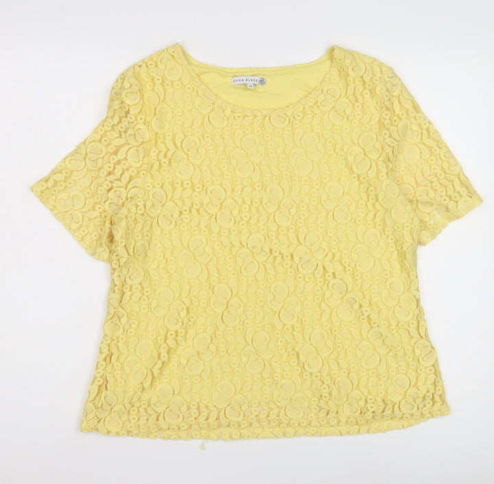 Emma Blake Women's Yellow Lace Blouse - Size 16