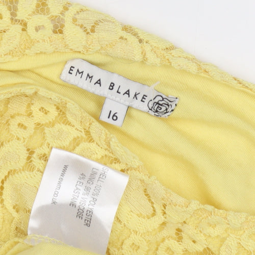 Emma Blake Women's Yellow Lace Blouse - Size 16