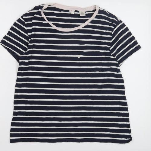Levi's Women's Blue Striped T-Shirt, Size M, Casual Classic