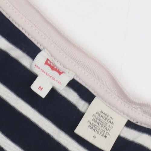 Levi's Women's Blue Striped T-Shirt, Size M, Casual Classic