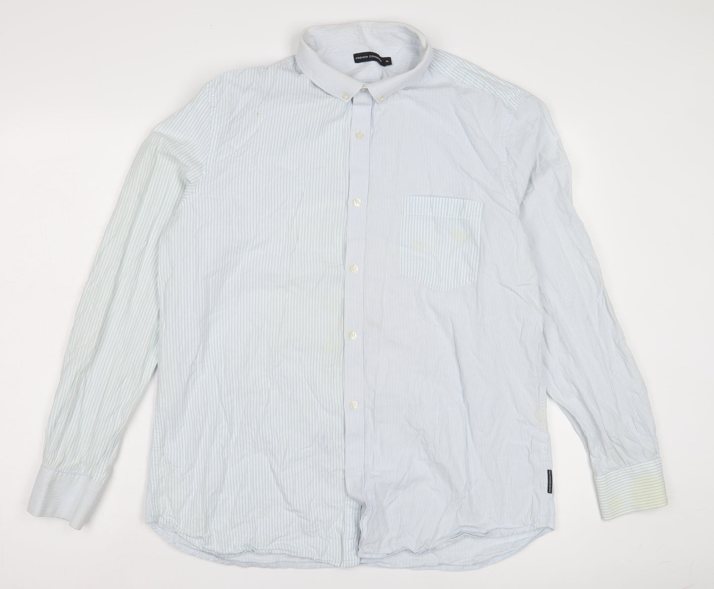 French Connection Men's Blue Striped Button-Up Shirt