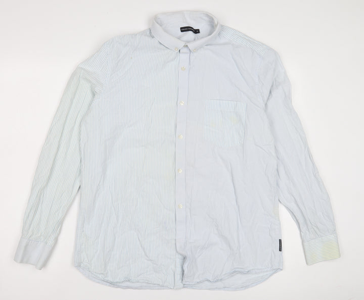 French Connection Men's Blue Striped Button-Up Shirt
