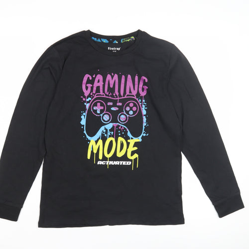 Firetrap Boys Black Gaming T-Shirt 12-13 Years Long Sleeve