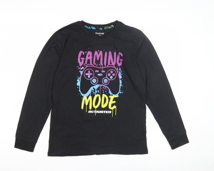 Firetrap Boys Black Gaming T-Shirt 12-13 Years Long Sleeve