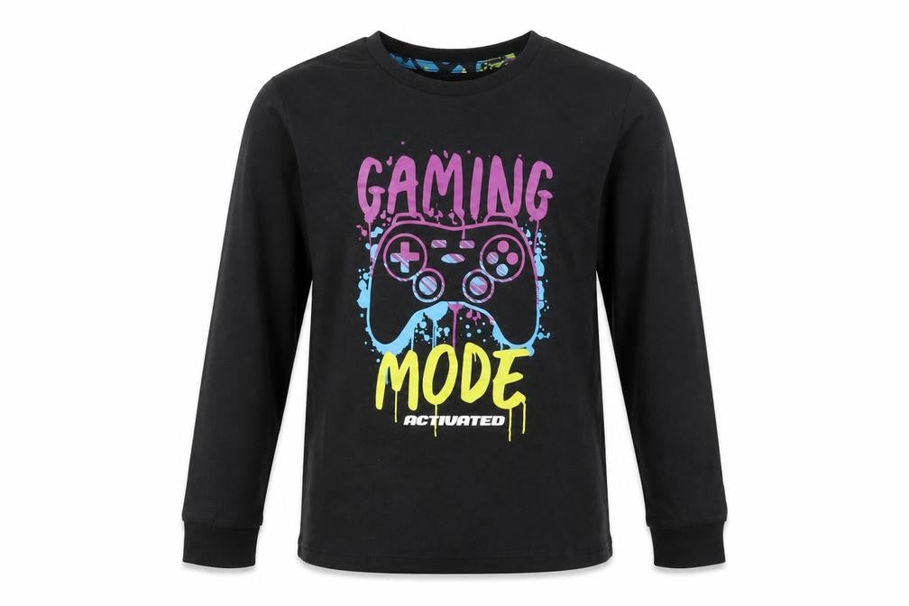 Firetrap Boys Black Gaming T-Shirt 12-13 Years Long Sleeve