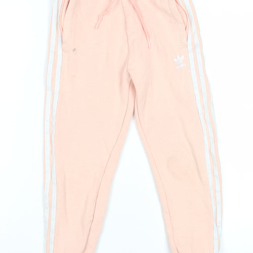 Adidas Girls Pink Jogger Trousers XS, Breathable, Elastic Waist
