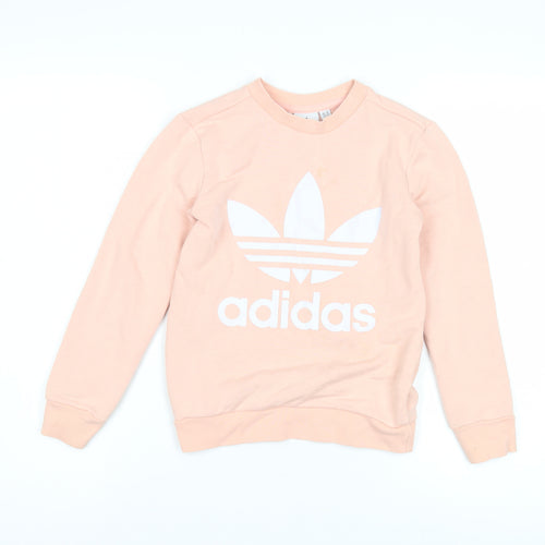 Adidas Girls Pink Pullover Sweatshirt, 7 Years, Logo Accent