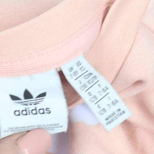 Adidas Girls Pink Pullover Sweatshirt, 7 Years, Logo Accent