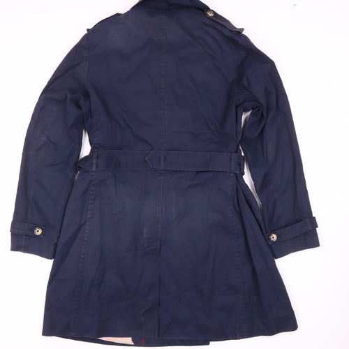 Boden Women's Blue Trench Coat Size 6 Belted Casual