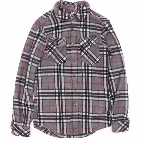 Lee Cooper Men's Grey Check Long Sleeve Shirt Small