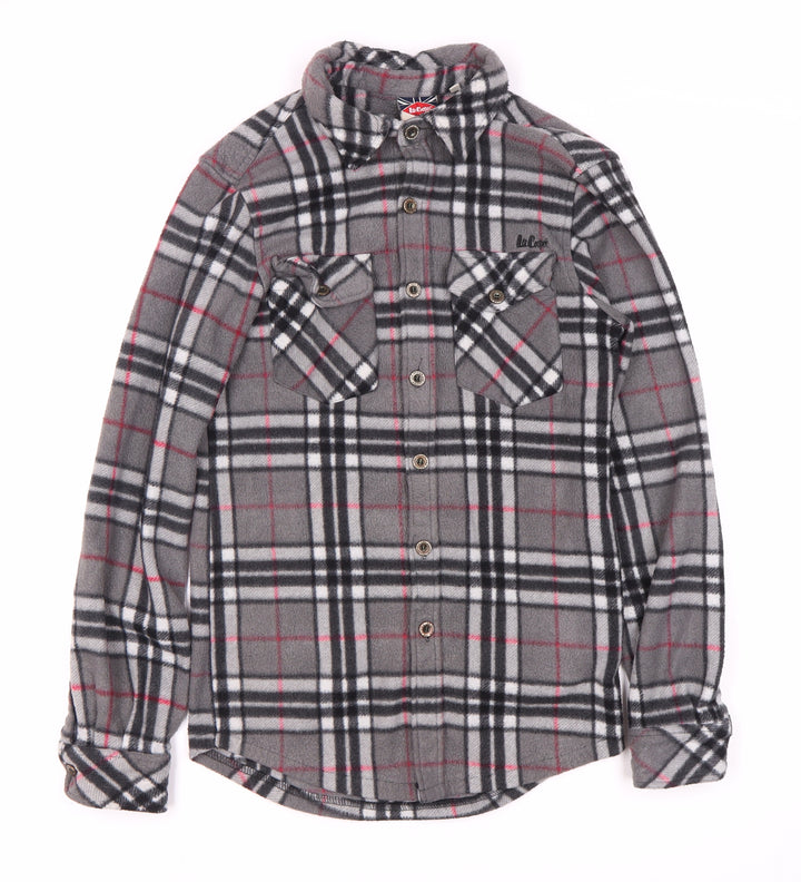 Lee Cooper Men's Grey Check Long Sleeve Shirt Small