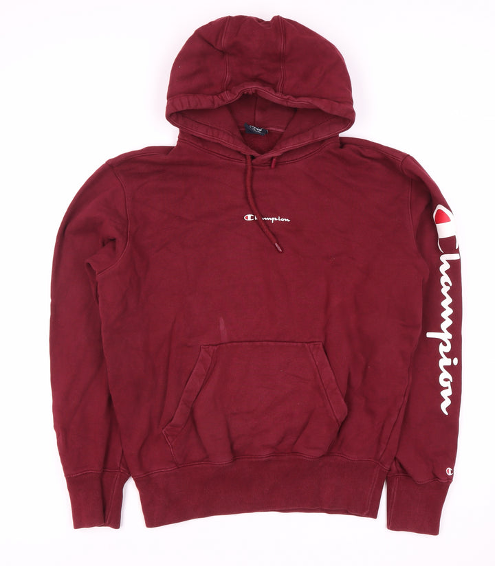 Champion Men's Red Pullover Hoodie, M, Logo Detail