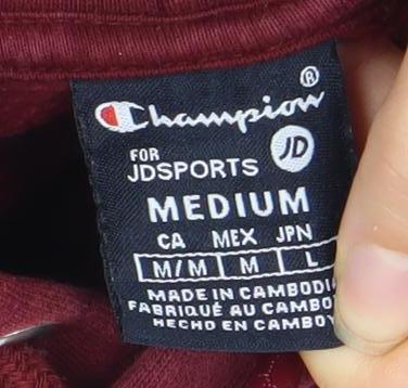 Champion Men's Red Pullover Hoodie, M, Logo Detail