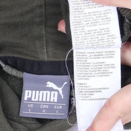 Puma Men's Green L Pullover Hoodie with Logo
