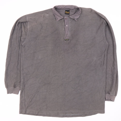 Wrangler Men's Grey Polo Shirt Long Sleeve Size L