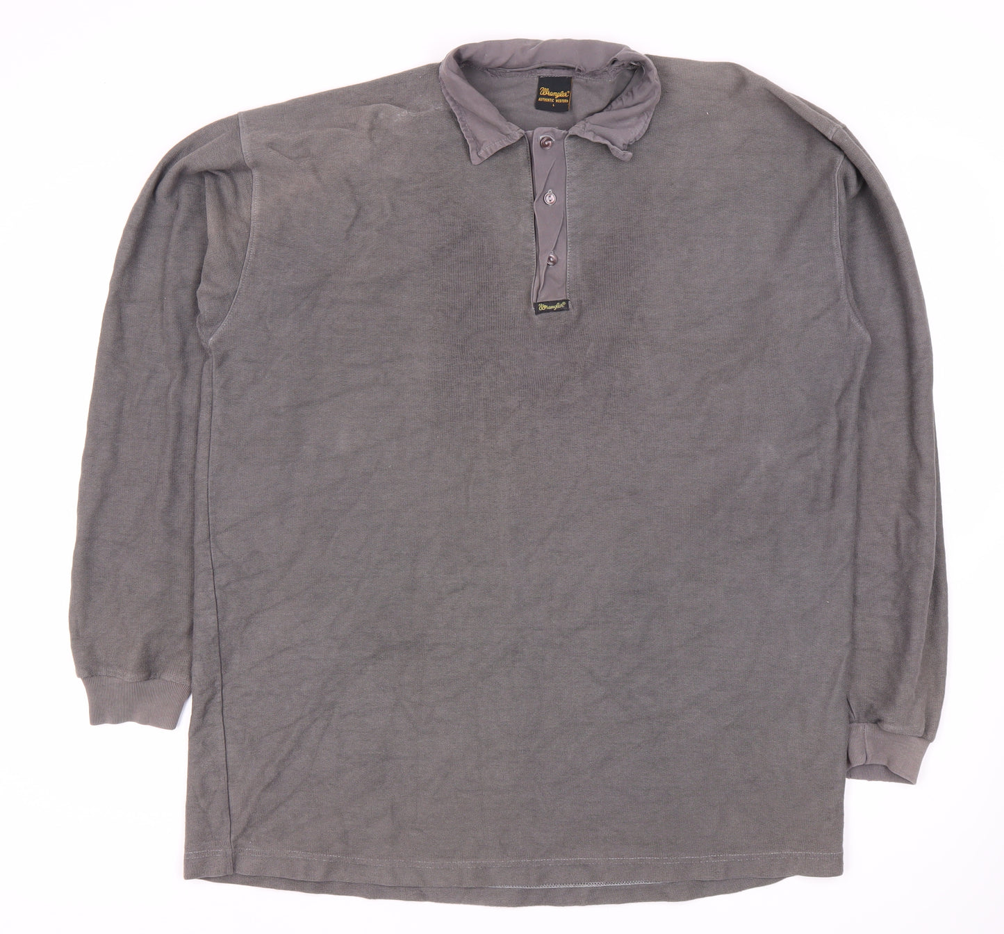 Wrangler Men's Grey Polo Shirt Long Sleeve Size L