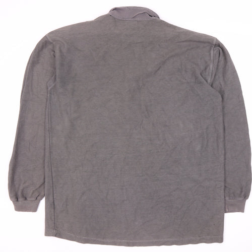 Wrangler Men's Grey Polo Shirt Long Sleeve Size L