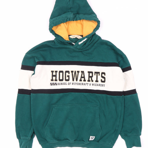 H&M Boys Green Hogwarts Pullover Hoodie 10-12 Years
