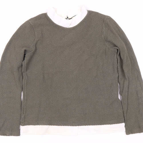 NAF NAF Women's Grey Collared Knit Top, M, Button Accent