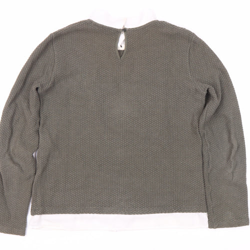 NAF NAF Women's Grey Collared Knit Top, M, Button Accent