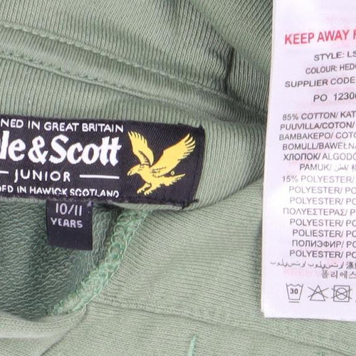 Lyle & Scott Boys Green Pullover Hoodie Size 11 Years