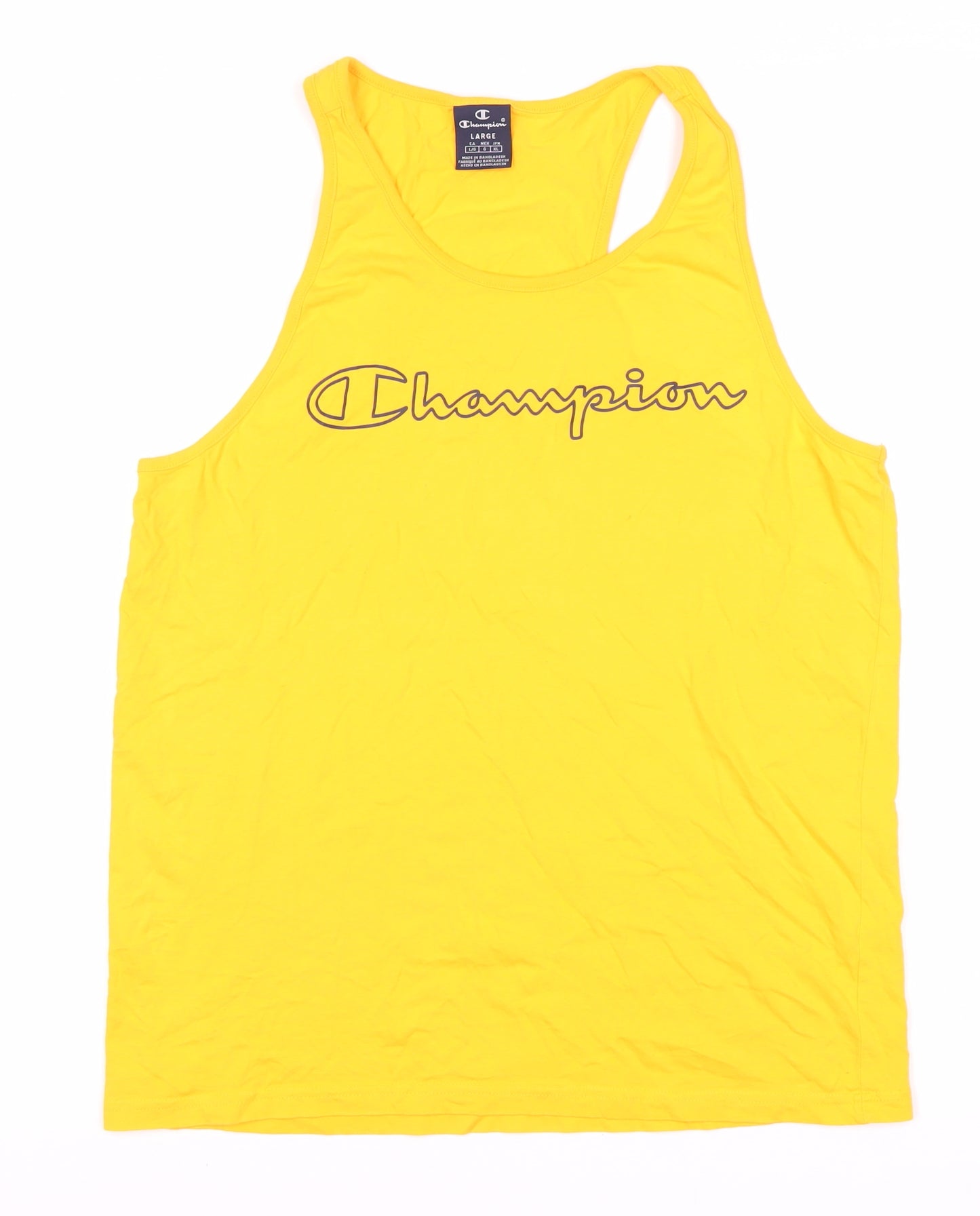 Champion Men's Yellow Sleeveless T-Shirt, Large