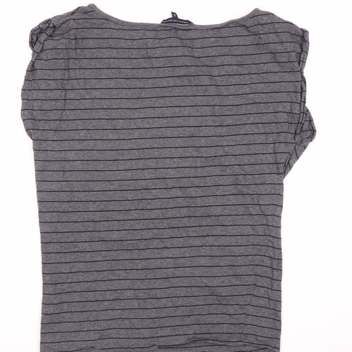 French Connection Women's Grey Striped T-Shirt S
