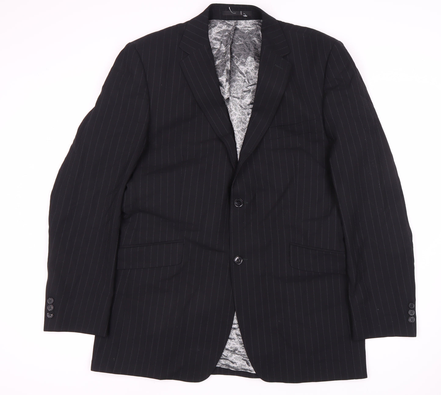 Jeff Banks Men's Black Pinstripe Blazer 42 Long