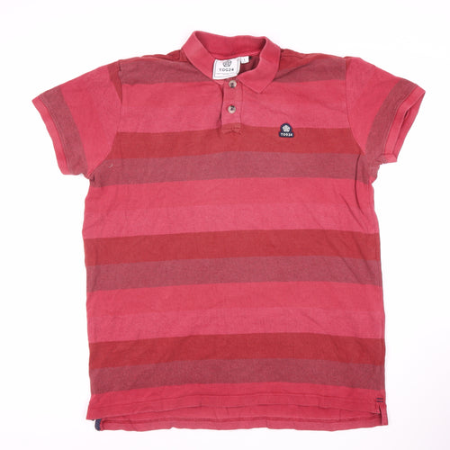 TOG24 Men's Red Striped Polo Shirt Size L