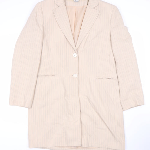 Klass Women Beige Pinstripe Suit Jacket, Size 14, Regular Fit