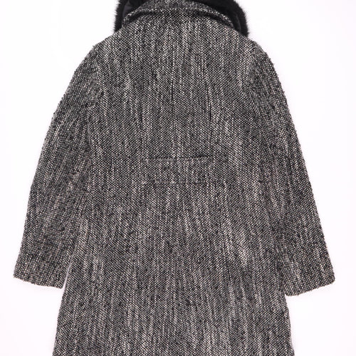 Debenhams Women's Black Pea Coat Size 10 with Fur Trim