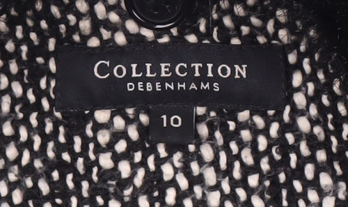 Debenhams Women's Black Pea Coat Size 10 with Fur Trim