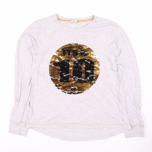 Strictly Come Dancing Girls Long Sleeve Grey Sequin Top 8-10