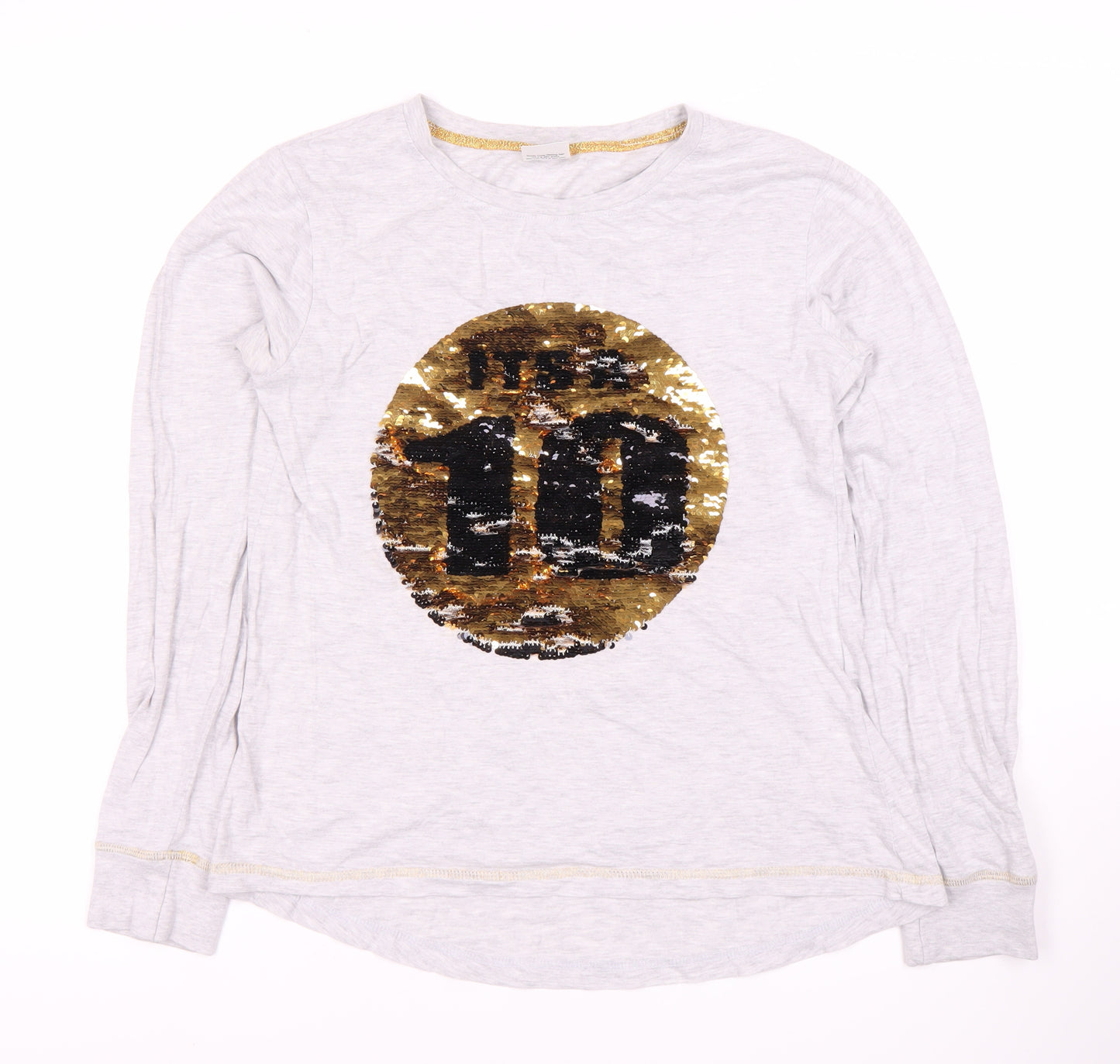 Strictly Come Dancing Girls Long Sleeve Grey Sequin Top 8-10