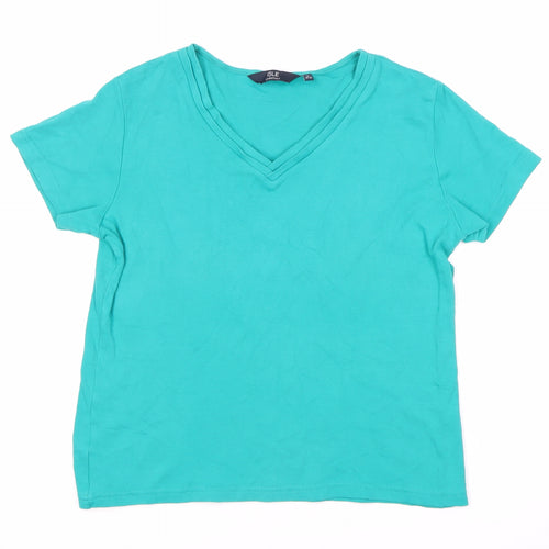 Isle Essentials Women's Blue V-Neck T-Shirt Size 10-12