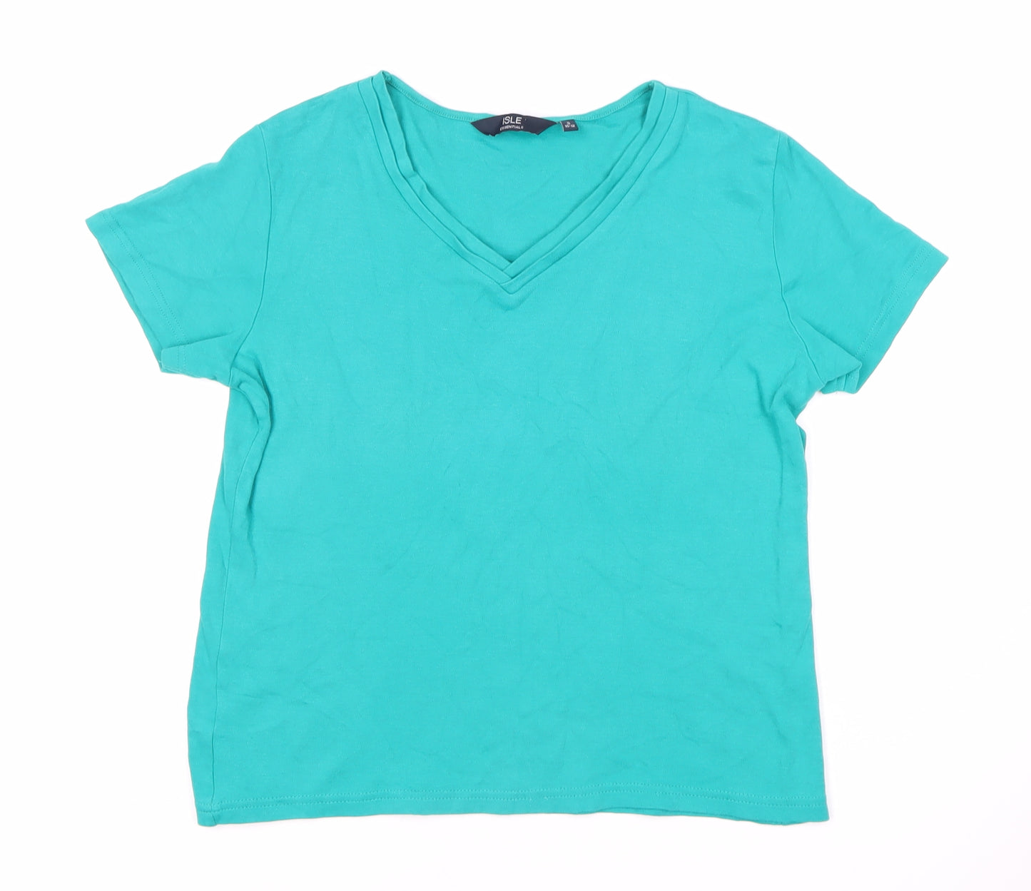 Isle Essentials Women's Blue V-Neck T-Shirt Size 10-12
