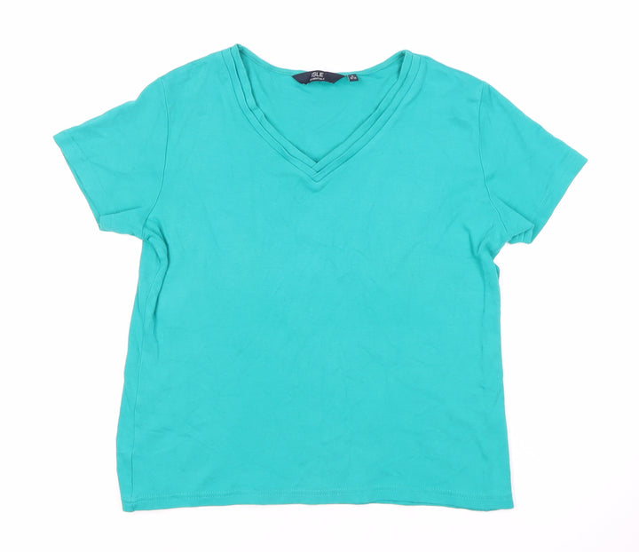 Isle Essentials Women's Blue V-Neck T-Shirt Size 10-12