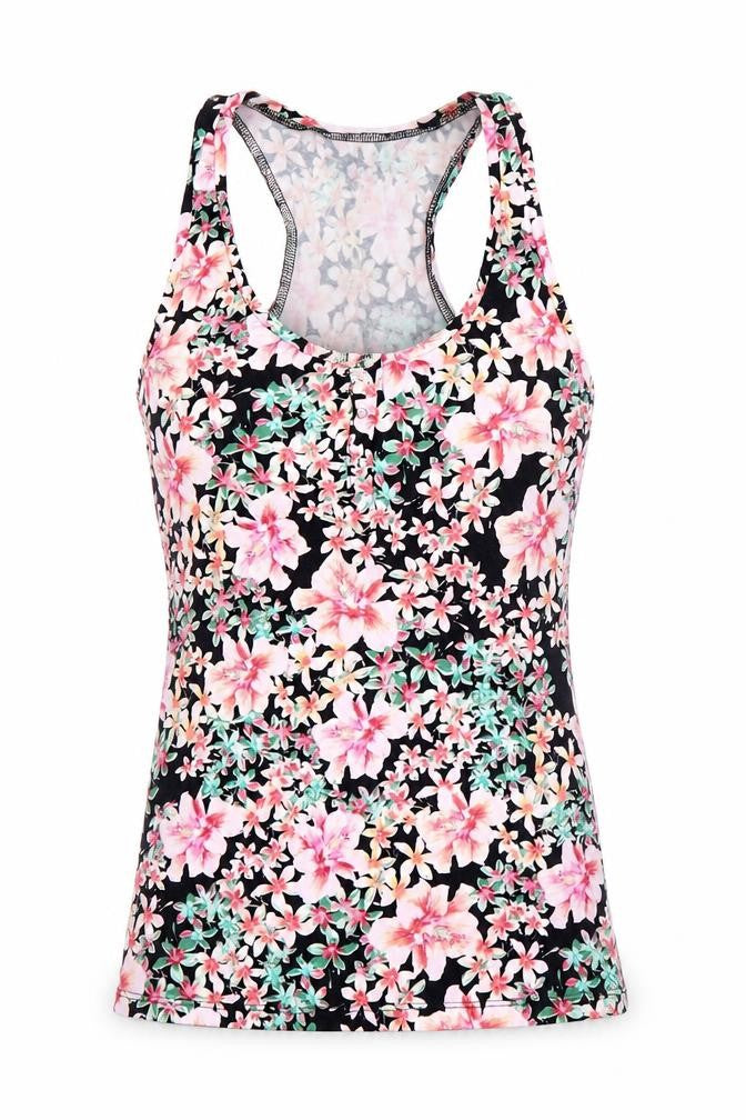 Front view of Bershka Women's Multicoloured Floral Tank, size S, - New