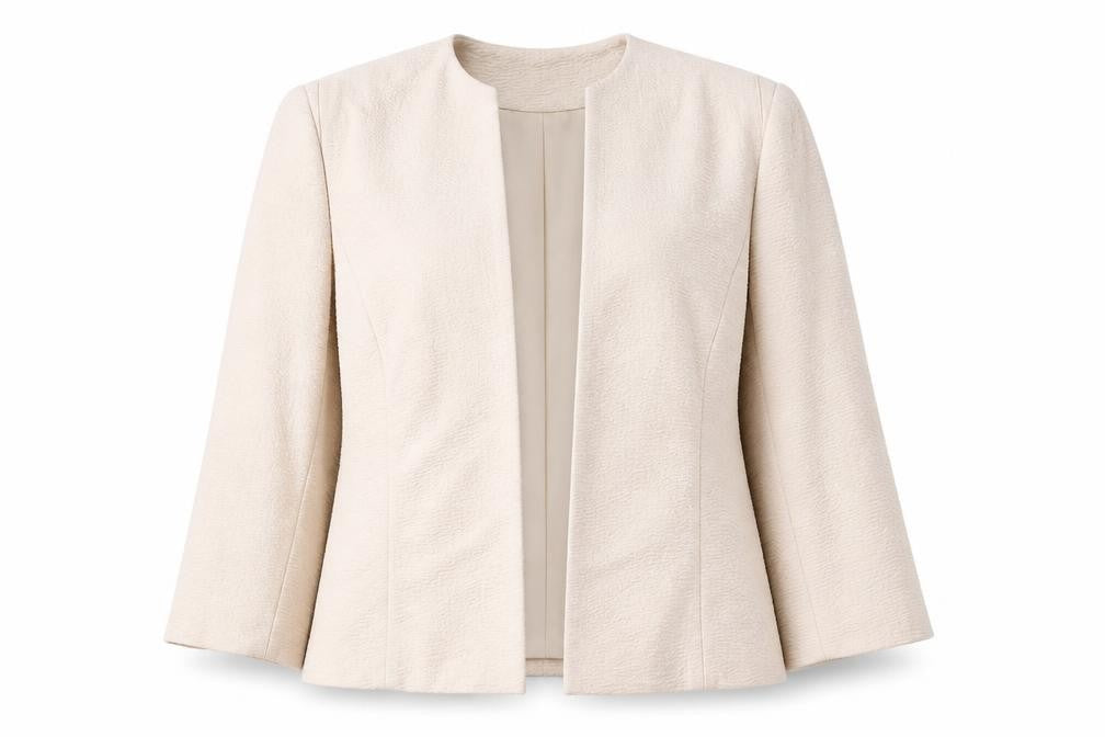 Front view of Country Casuals Petite Women Beige Suit Jacket, size 12
