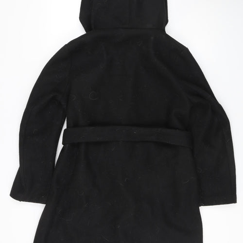 Zara Women's Black Belted Hooded Coat Size S
