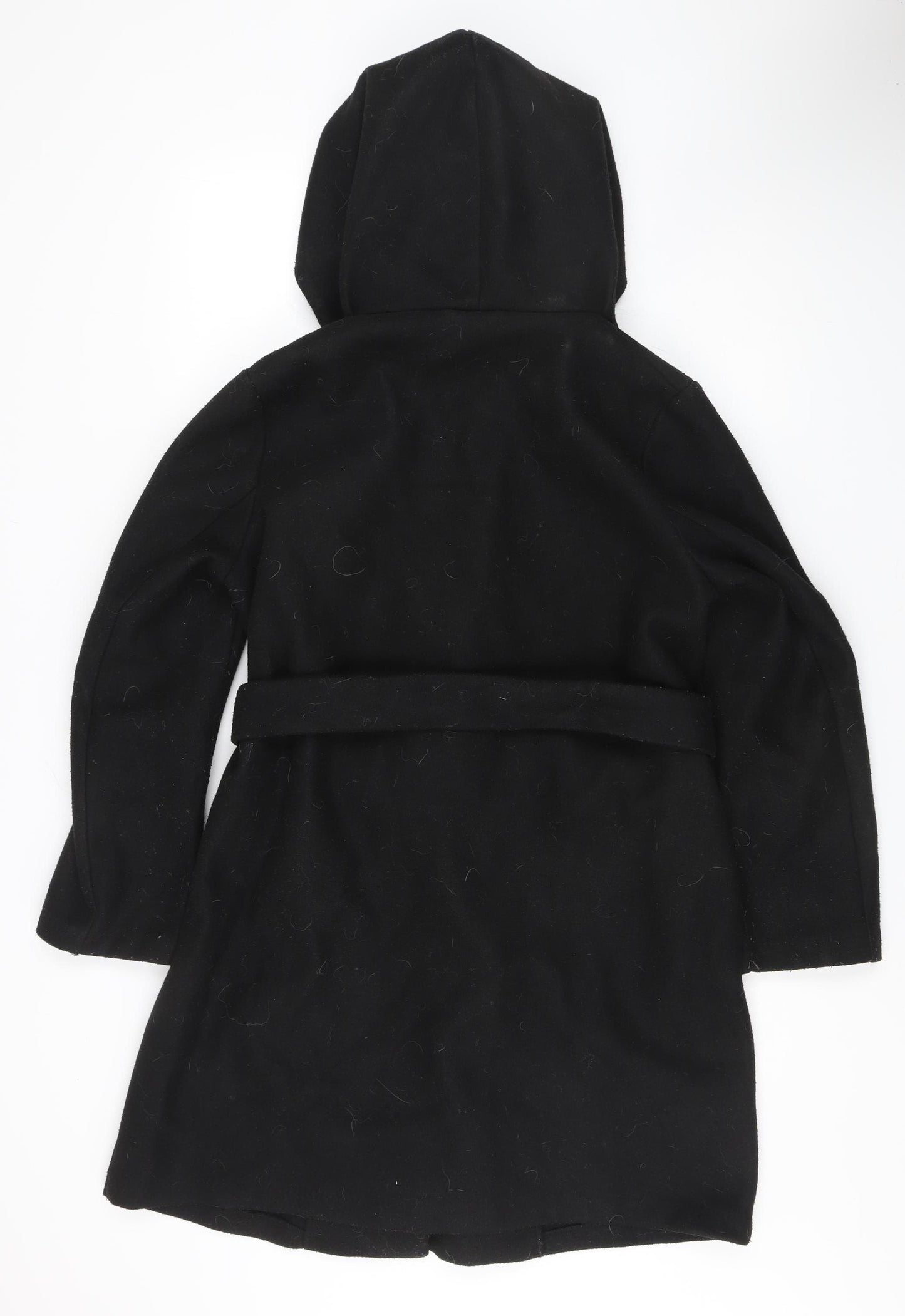 Zara Women's Black Belted Hooded Coat Size S