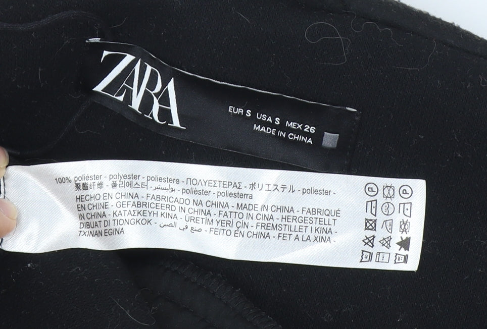 Zara Women's Black Belted Hooded Coat Size S