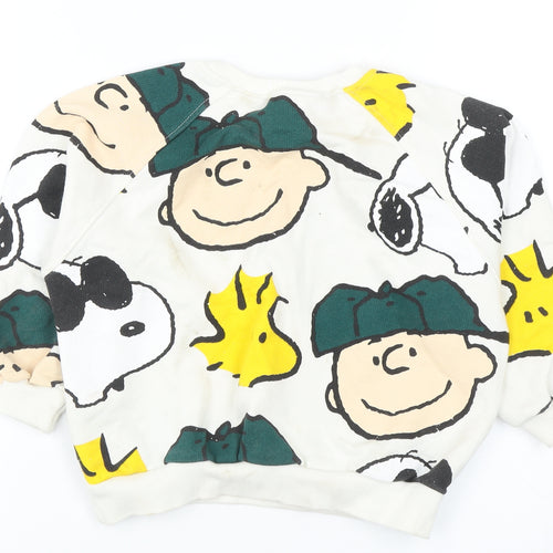 Zara Boys Multicoloured Cartoon Sweatshirt 4-5 Years - Peanuts Crew Neck