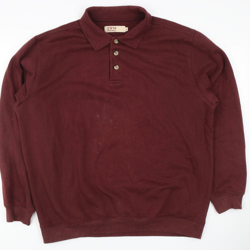 EWM Men's Red Long Sleeve Polo Shirt - Size L