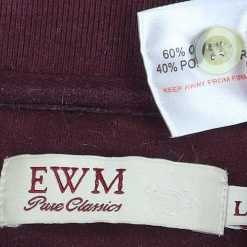 EWM Men's Red Long Sleeve Polo Shirt - Size L