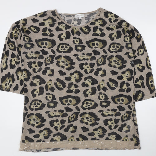 Apricot Women's Beige Animal Print Top M