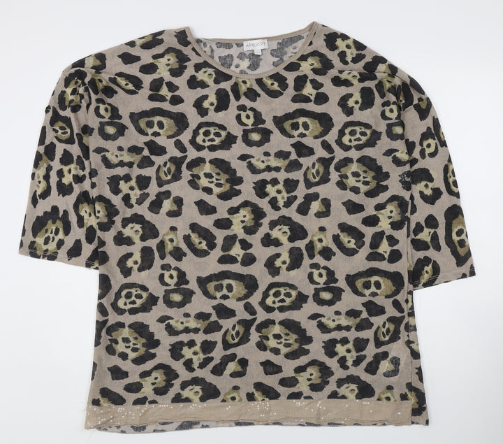Apricot Women's Beige Animal Print Top M